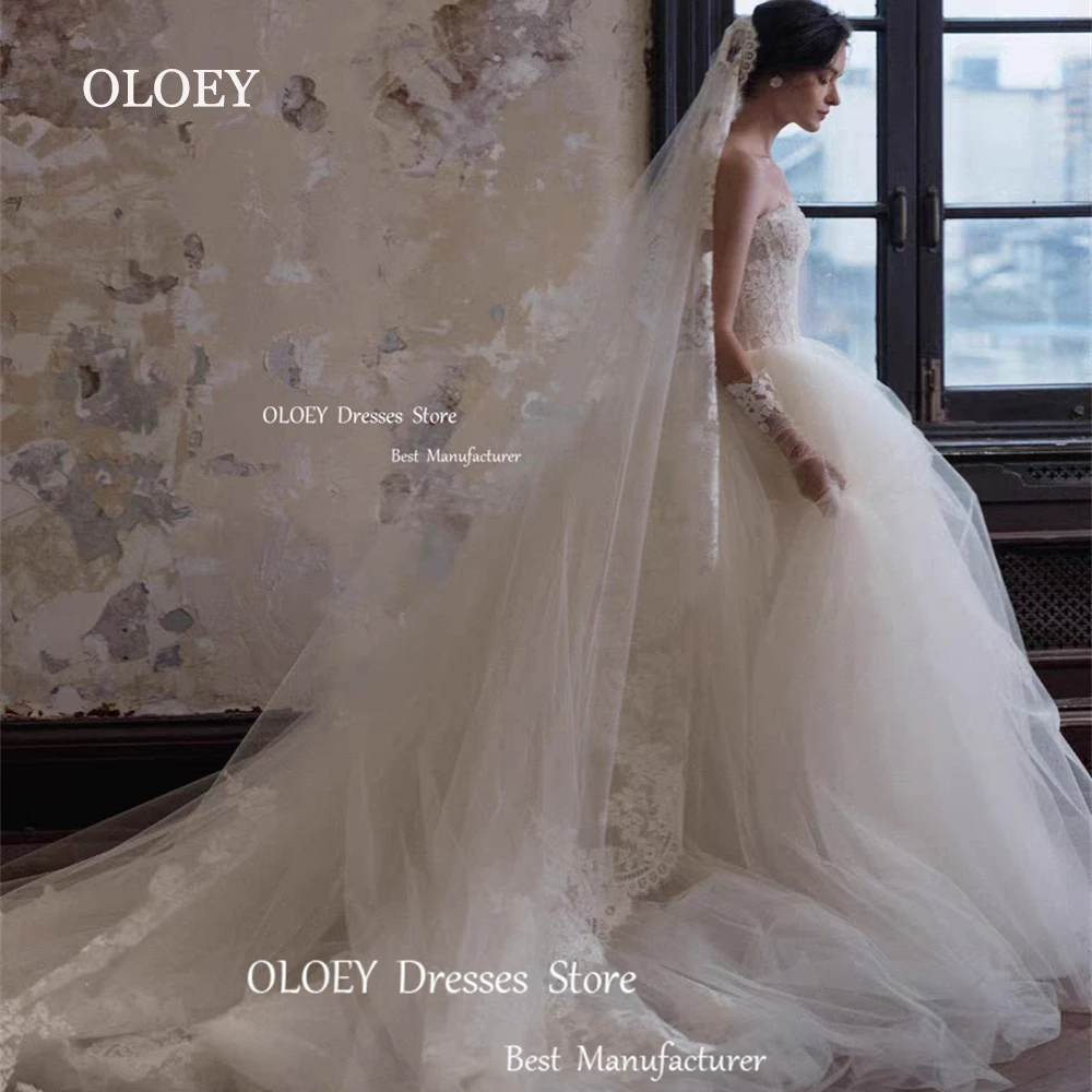 OLOEY Exquisite Sweetheart Lace Wedding Dresses Sleeveless Bridal Gowns Vestido De Noiva Floor Length Sweep Train A Line Custom