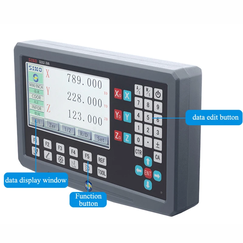 SINO 3 Axis LCD DRO Kit SDS2-3VA Digital Readout And 3 Pieces KA-300 Glass Linear Scale Encoders For Lathe Grinder Millilling