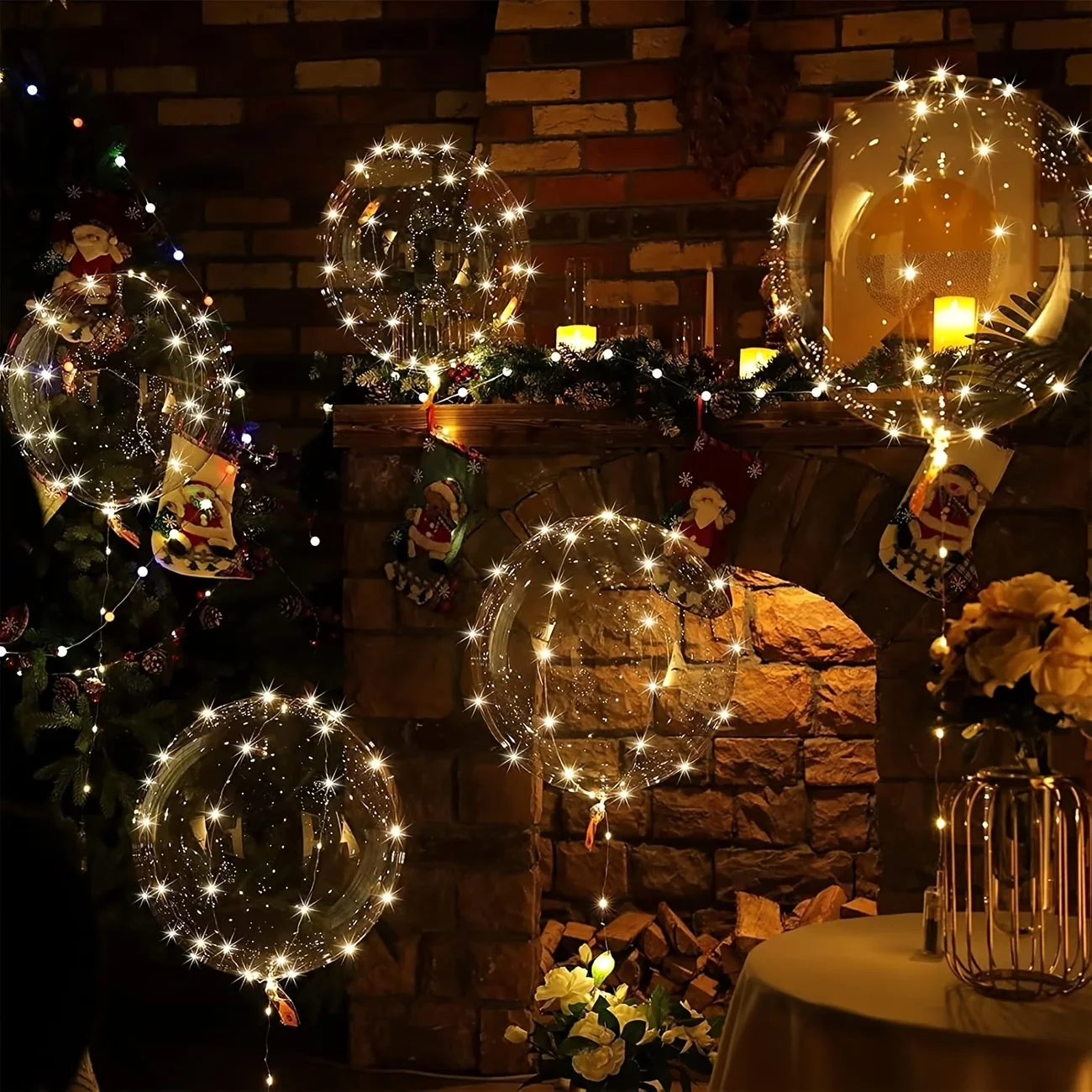 20pcs Set Bobo Balloons with LED Lights,20-Inch Transparent Bobo Balloons,for Parties,Weddings,Christmas,and Outdoor Decorations