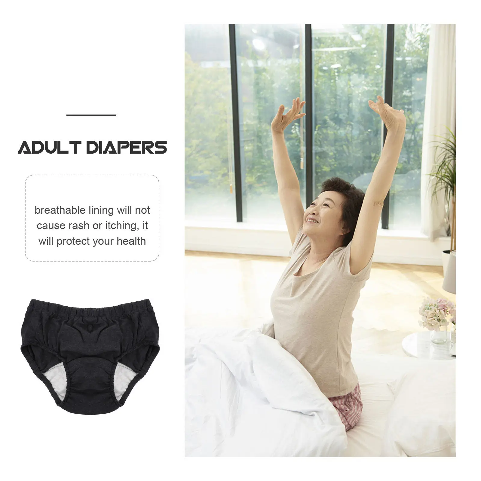 

1Pcs Reusable Incontinence Diaper Adult Urinary Underwear for Elderly Washable Waterproof Breathable Comfortable for Bedridden