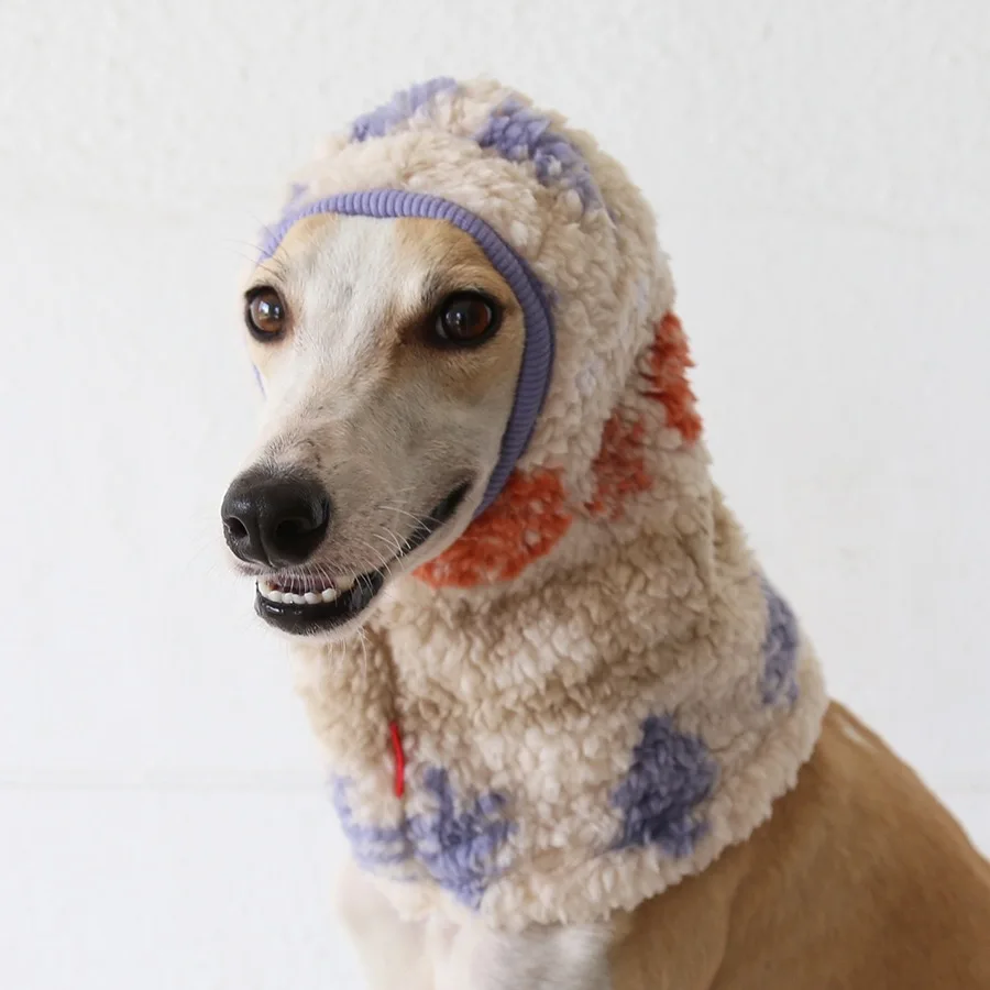Modieuze handgemaakte Italiaanse windhond pluche anti-vriesmuts voor de winter, hondenhoofddecoratie, warme muts voor whippets, geluidsdichte hondenmuts.