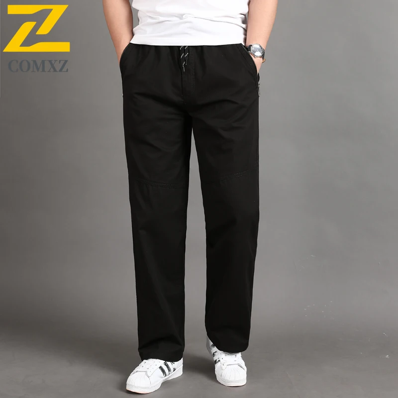 Spring and Autumn 6XL Cargo Pants Men's Vintage Cotton Zipper Pocket Wide Leg Straight Trousers Outdoor Sports Loose Work Pants