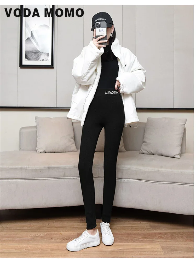 Winter Warm Lambwool Leggings Women Fleece Lined Thermal Tights Ankle-Length Pants Female Hight Waist Skinny Fitness Leggings