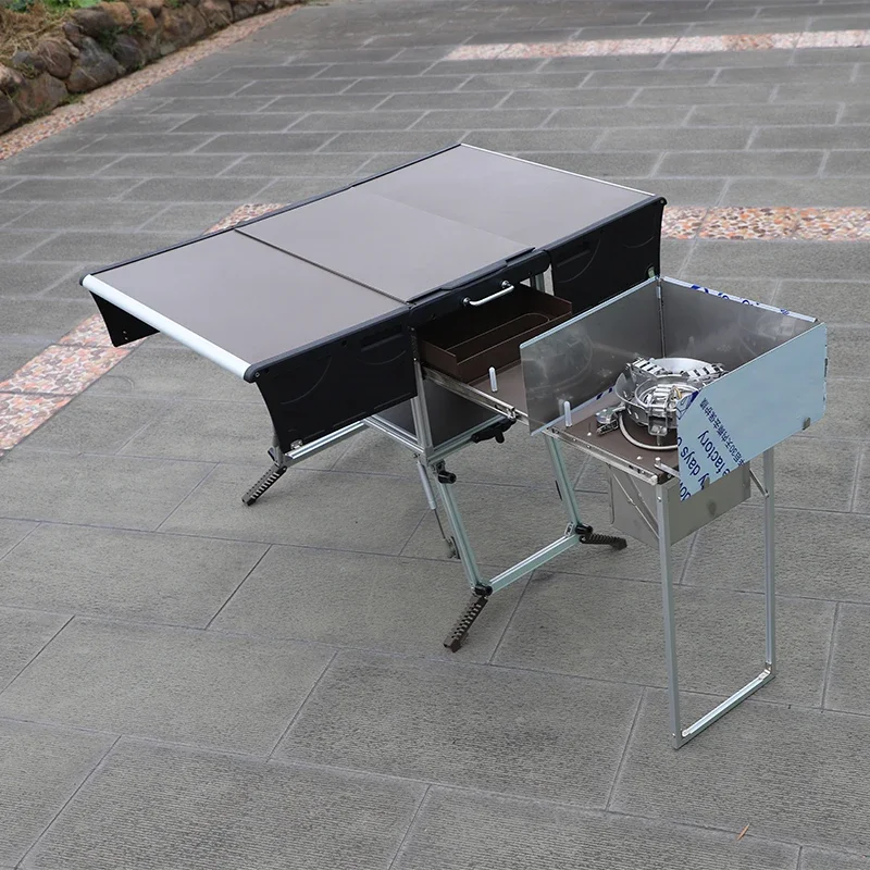 Camp aluminum kitchen and Rv kitchen  Bulin C650 Outdoor  Equipped Picnic Table Folding Camping Stove Camping Mobile Kitchen