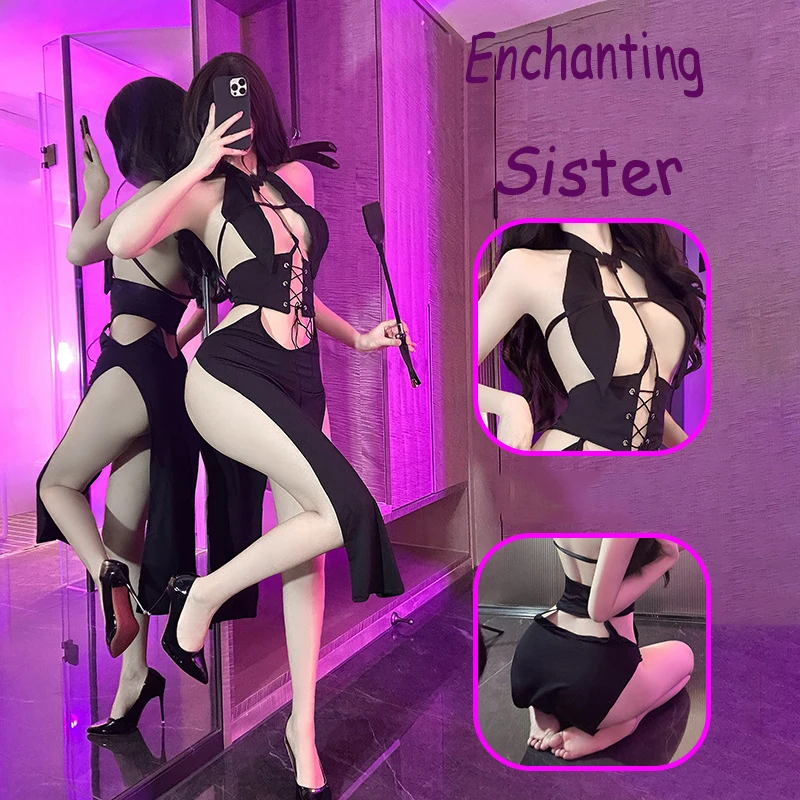 

Women Sexy Cheongsam Lingerie V-neck Party Bodycon Dress Anime Uniform Halloween Vampire Role-Playing Sexy Bag Hip Dress