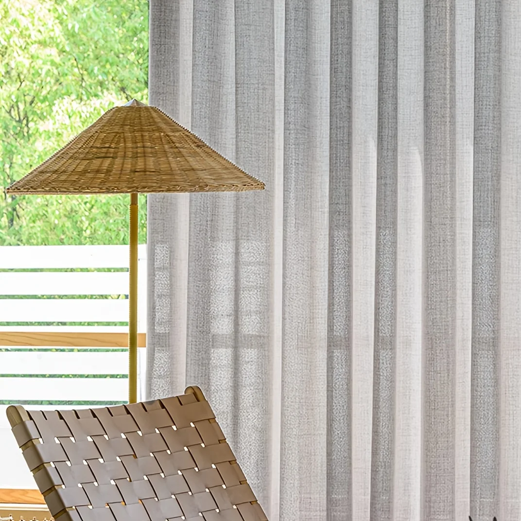 1Pc New Linen Curtain for Living Room and Bedroom Decoration, Rod Pocket Style Easy to Install, Suitable for Bedroom, Living Room, Study, Wedding and Coffee Shop Decoration, Four-Season Transparent Fabric, Living Room Curtain