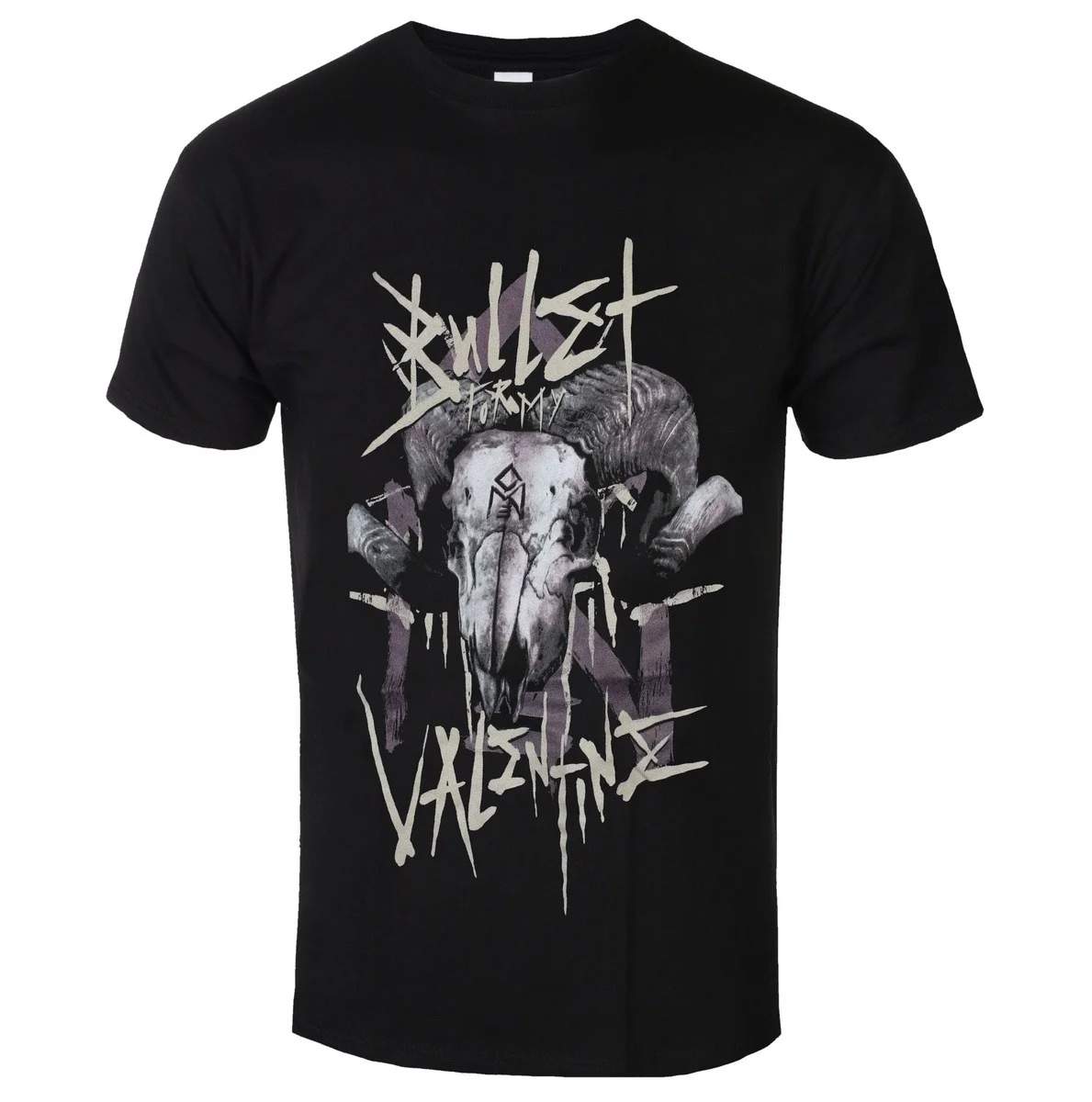 Bullet for My Valentine Grunge Ram Skull and Dripping Scratchy Font Print Occult Dark Metalcore Design Unisex Top
