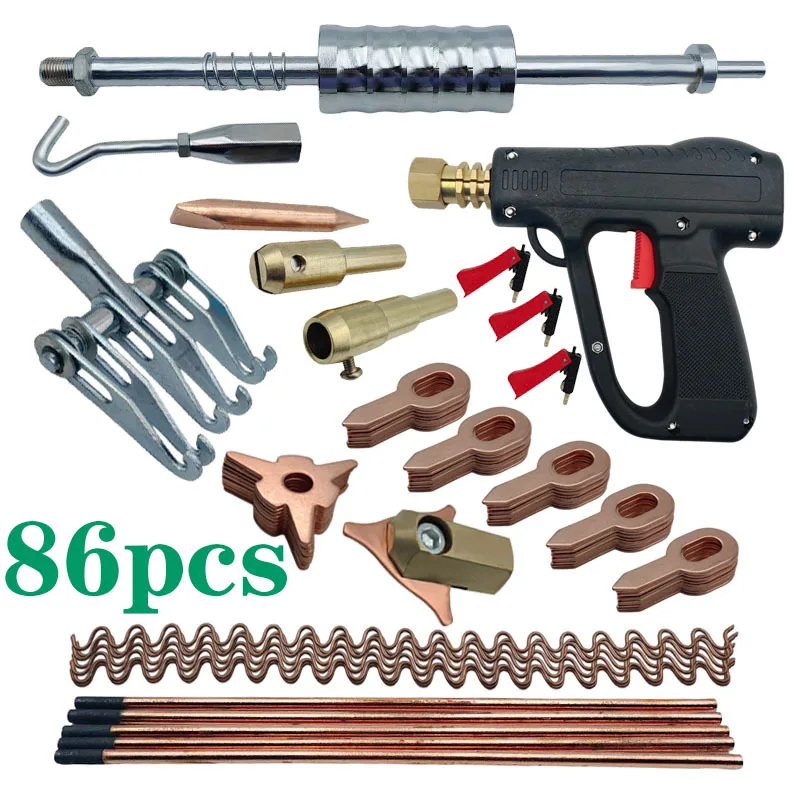 81pcs Dent Puller Kit Car Body Repairing Tools Spot Welding Electrodes Spotter Welder Machine Removing Straightenging Dents Remo