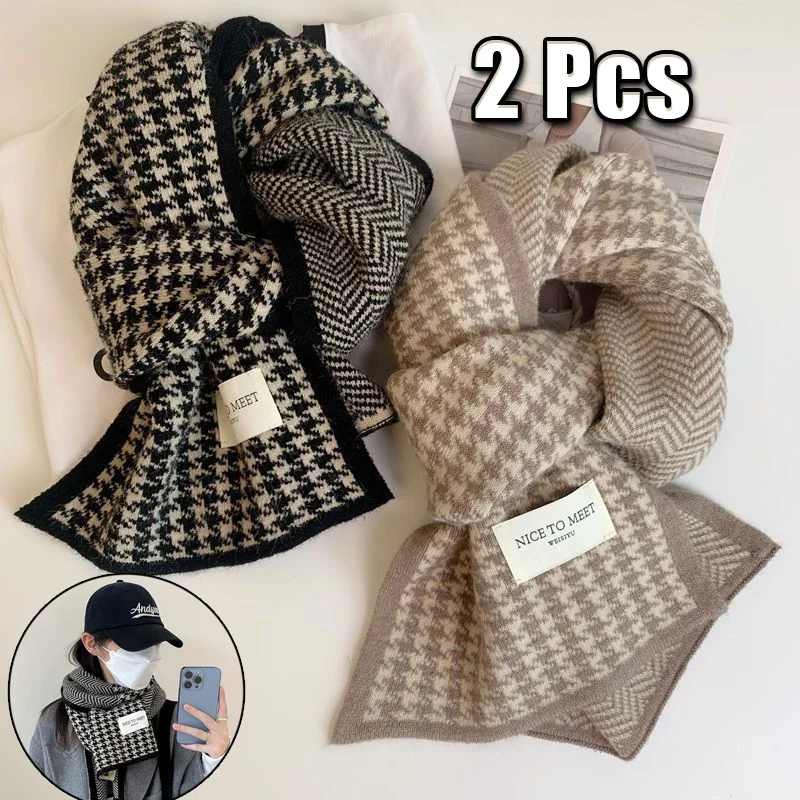 Scarf Female Winter New Atmosphere Sense of Double-Sided Students Cute Warm Thickened Knitting Senior Sense of Scarf
