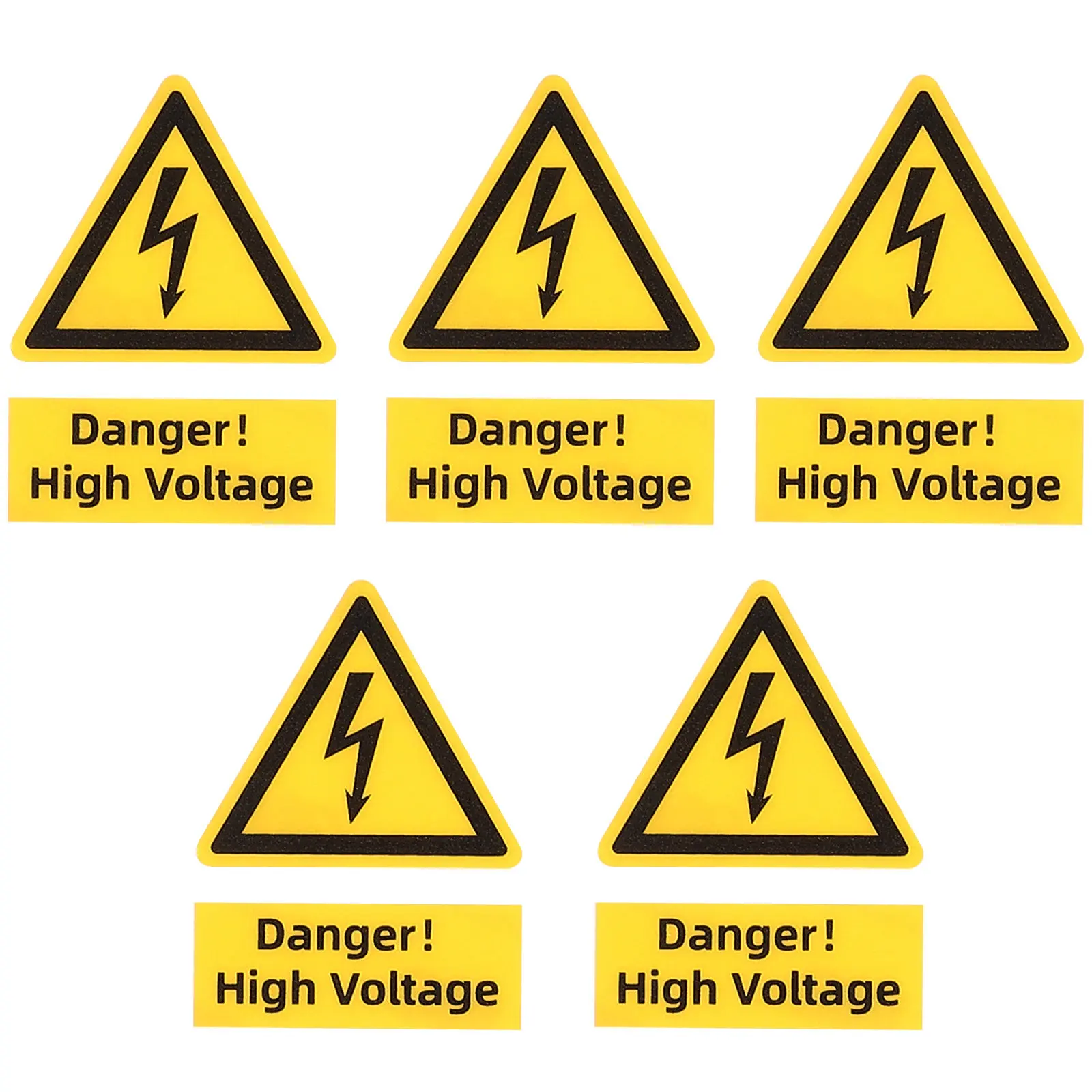 5Pcs High Voltage Warning Stickers Strong Adhesion Easy Install Smooth Surface Safe Warning Decal for Electric Fence Electrical