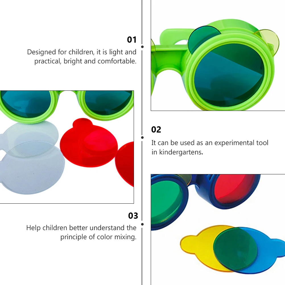

Glasses Three Primary Color Child Eyeglasses Abs Kindergarten Educational Supplies