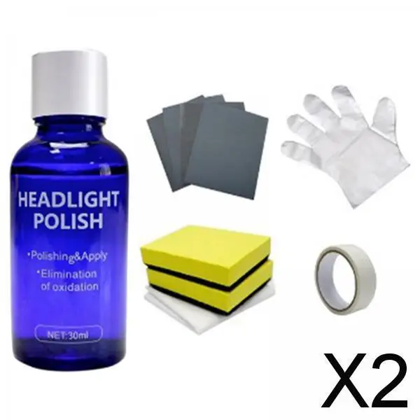 2xHeadlight Lens Restoration Repair Aging Polish Liquid Lens Restorer 30ml