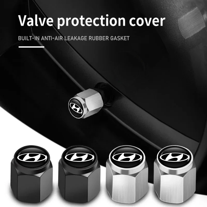 Para Hyundai 5 uds tapas de válvula de neumático de coche vástago de neumático de rueda de aluminio a prueba de robo I30 I20 IX35 I40 Tucson Getz Veloster Kona Elantra