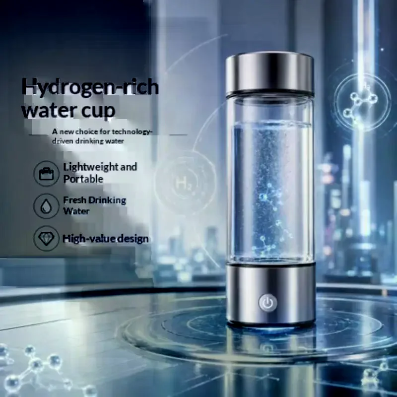 Hydrogen Water Generator Bottle Portable Performance SPE+PEM Dual Chamber Lonizer PPB&Time Display Electrolytic Healthy