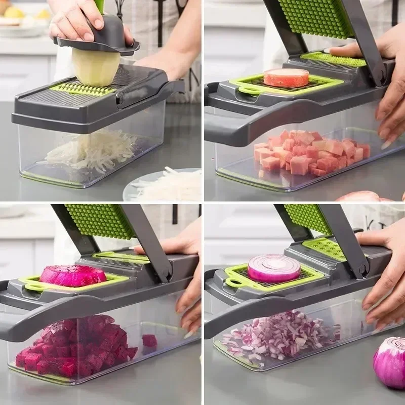 14/16 in 1 tritatutto multifunzionale per verdure manico griglia per alimenti tritatutto per alimenti affettatrice per verdure Dicer Cut Kitchen