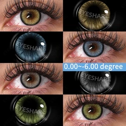 EYESHARE 1pair Myopia Lenses Color Contacts Lenses With Degree Fashion Blue-Gray Lense Brown Eyes Contact High Quality Lenses