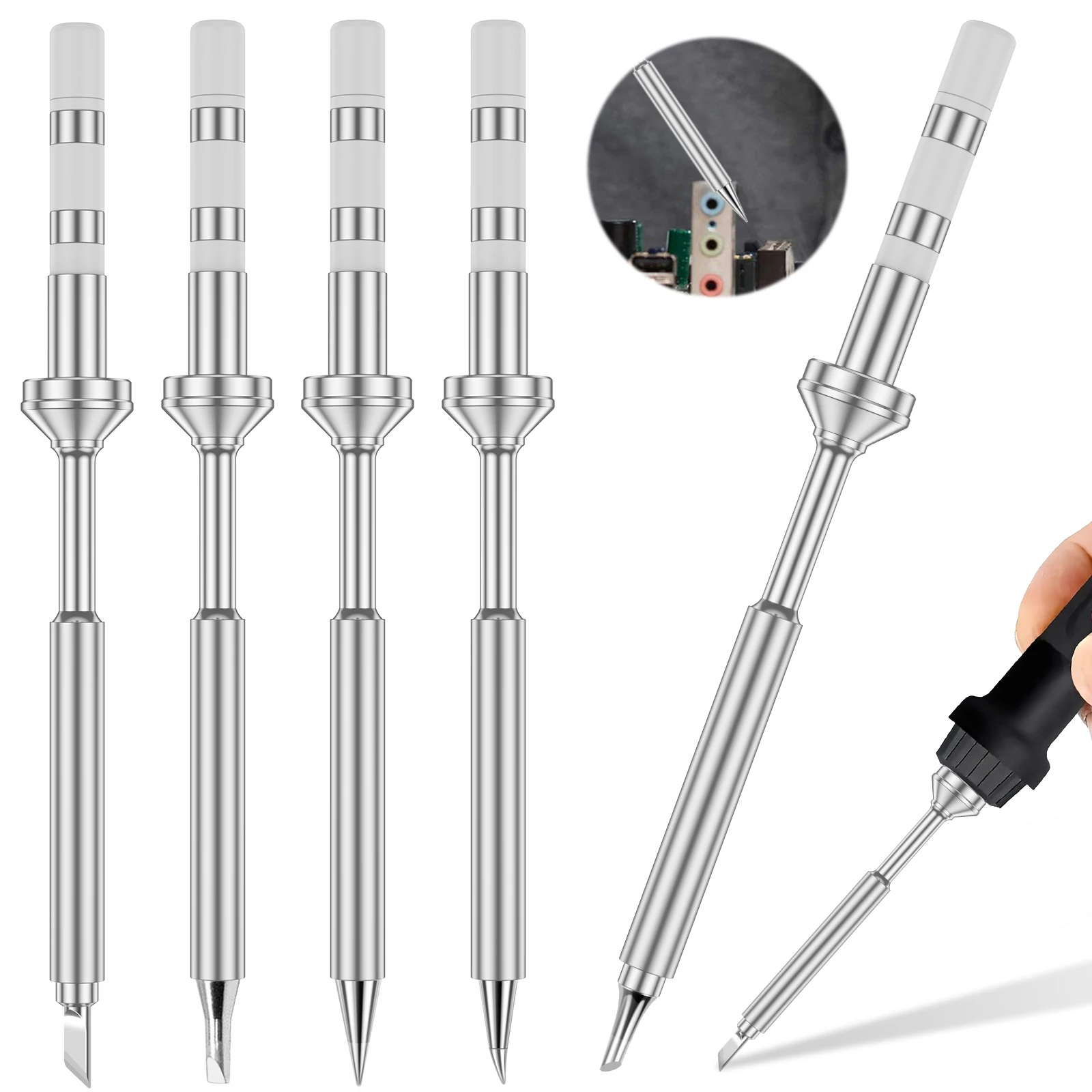 

5 шт. мини-наконечников для паяльника в стиле ручки, совместимых с TS100/TS101, быстронагревающиеся сменные наконечники для пайки и сварки при ремонте электроники