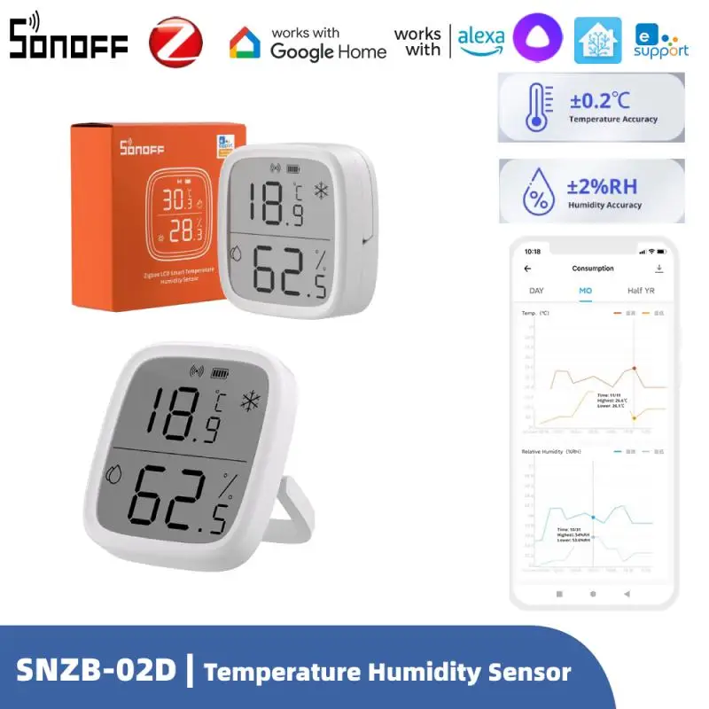 SONOFF SNZB-02D Zigbee Smart Temperature Humidity Sensor Transducer Real-time Monitor Ewelink Alexa Google Home Assistant Alice