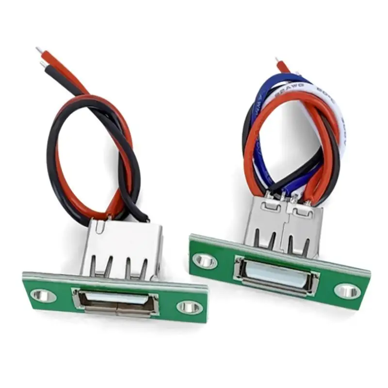 USB Charging Data Transmission Female Socket 2/4P With Cable Panel Power Connector DIY Universal Conversion Interface