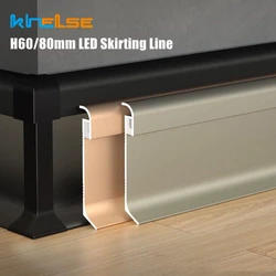 H60/80mm Thin LED Skirting Line 0.5m/1m Silicone Lampshade Aluminium Profile Strip Light Baseboard Floor Wall Corner Linear Lamp