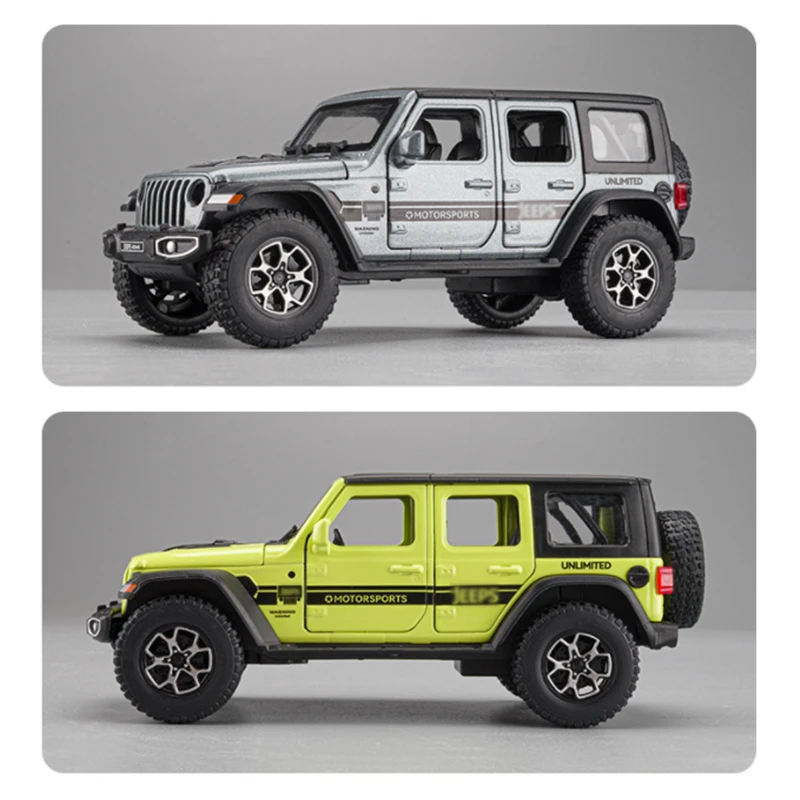 1:30 Jeeps Wrangler Rubicon Alloy Car Model Diecasts Metal Off-road Vehicles Car Model Simulation Sound Light Childrens Toy Gift