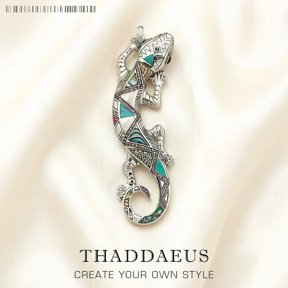

Colorful Arizona Lizard Pendant Summer New Jewelry Bohemia Real 925 Sterling Silver Graphic Design Gift For Women Men