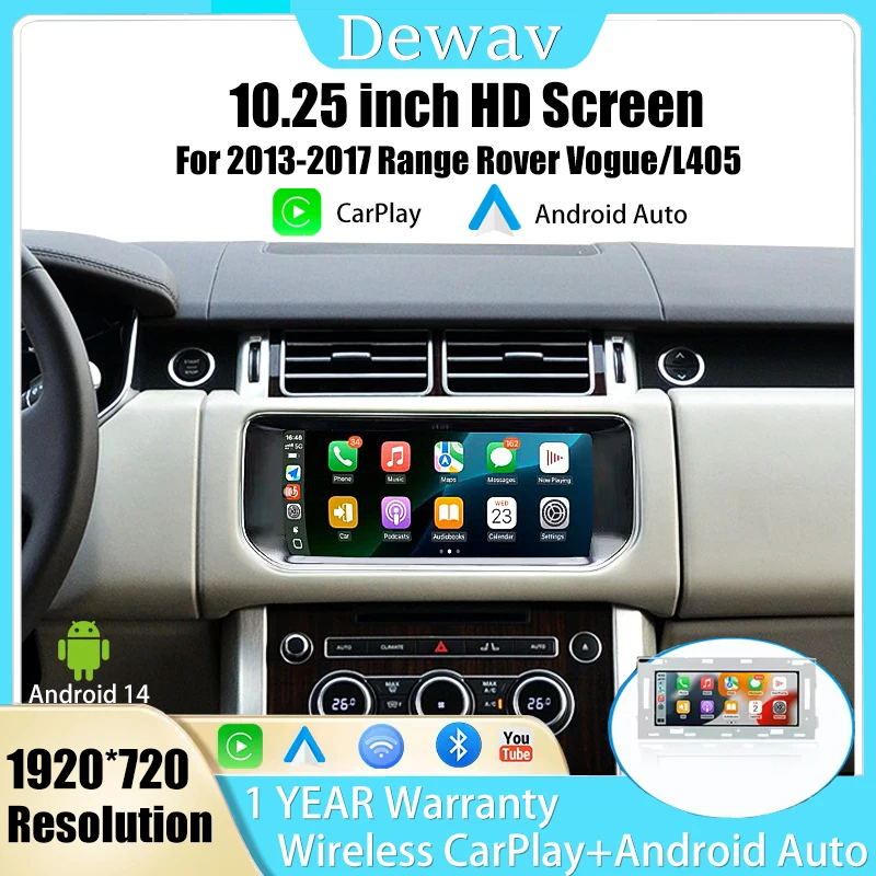 10.25inch Android14 Car Radio Dual System For Range Rover Vogue L405 2013-2017 GPS Head Unit Carplay ACPanel Bosch Harman system