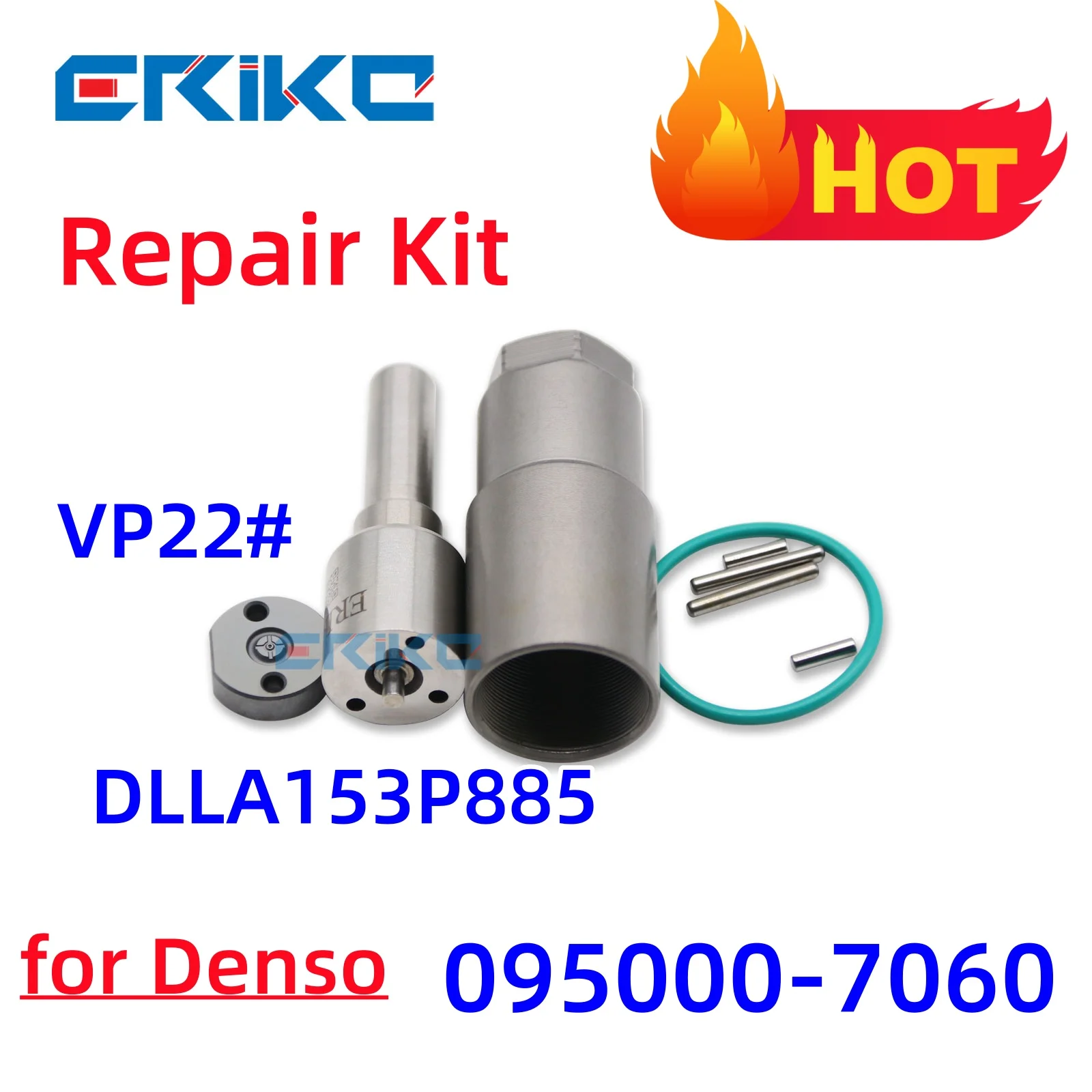 

095000-7060 Injector Overhaul Repair Kits Nozzle DLLA153P885, Valve Plate VP22# Pin, Sealing Ring for Ford Transit 2.4 for TDCi