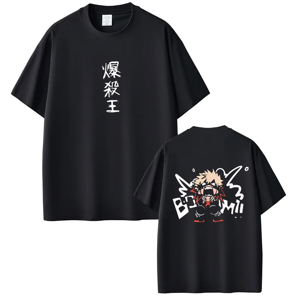 

Hot Sale Anime My Hero Academia Bakugou Katsuki Graphic T Shirts Men Women Casual Soft Cotton T-shirt Male Manga Funny Tshirt
