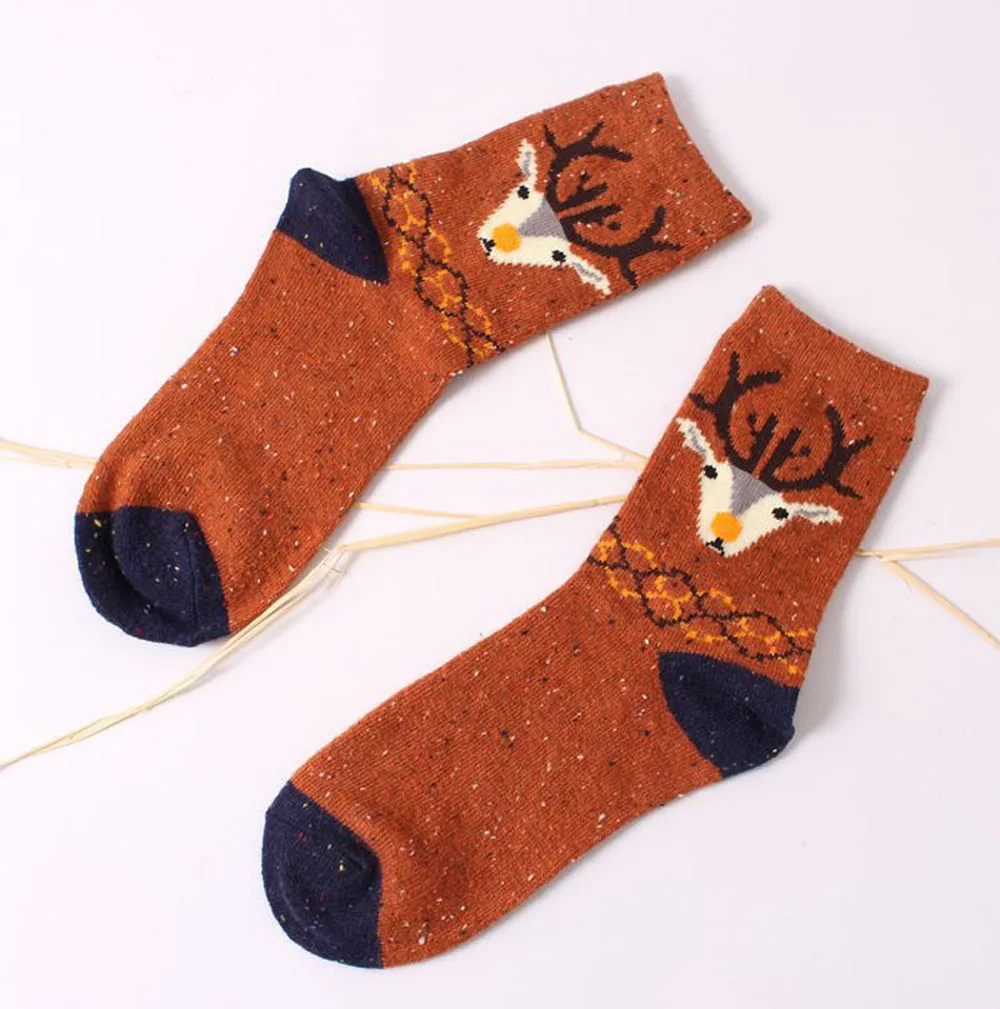 3 Paar/Set Vintage Dicke Kaninchenwollsocken für Damen Retro Winter Harajuku Tiermotive Eule Hirsch Katze Elefant Niedlich Süß – Detail 23