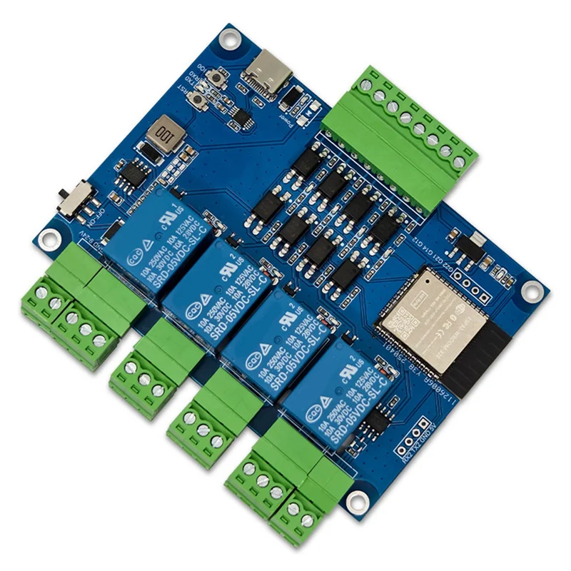 AA60-Bluetooth 対応 ESP32 RS485 Modbus 4 チャンネル リレー モジュール、7-24V TYPE-C Wifi サポート付き