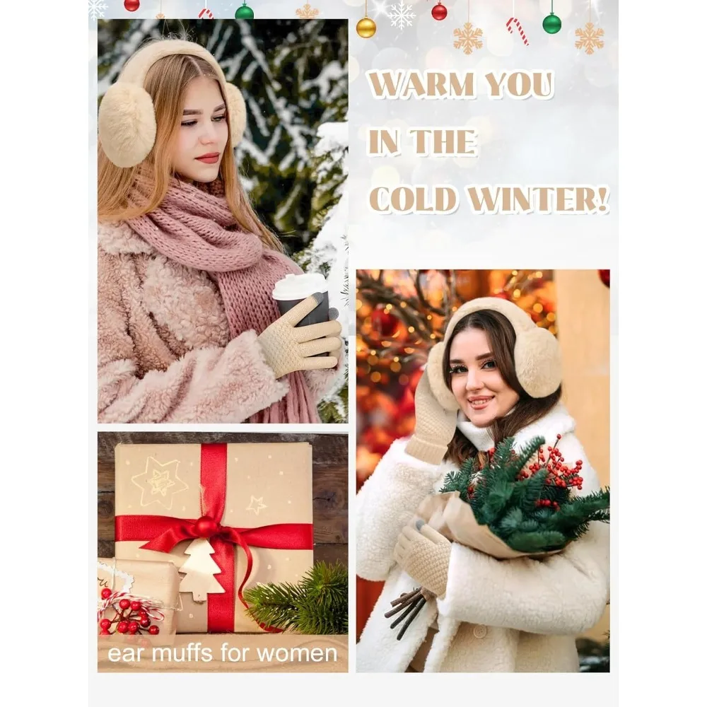 الشتاء الأذن يفشل قفازات للنساء طوي غطاء للأذنين الدافئة فو الفراء رقيق تدفئة يغطي عقال الطقس البارد #6