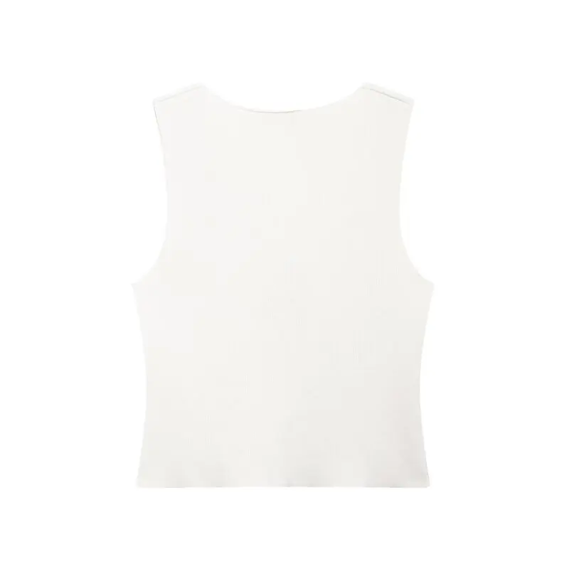 

2024 Summer New Versatile Ivory Knitted Vest V-ne Sweater Jaet Women's Faion Match All Sles Regular Length Single Button