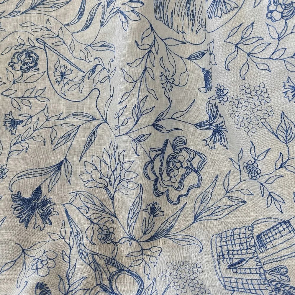 

New soft French linen embroidery fabric for clothing accessories home décor fabric 1 meter