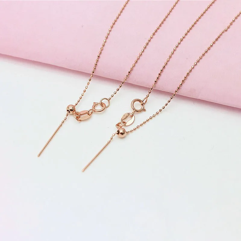 

585 Purple Gold minimalist Little Rice Beads universal necklace adjustable plated 14K rose gold collar chain jewellery women