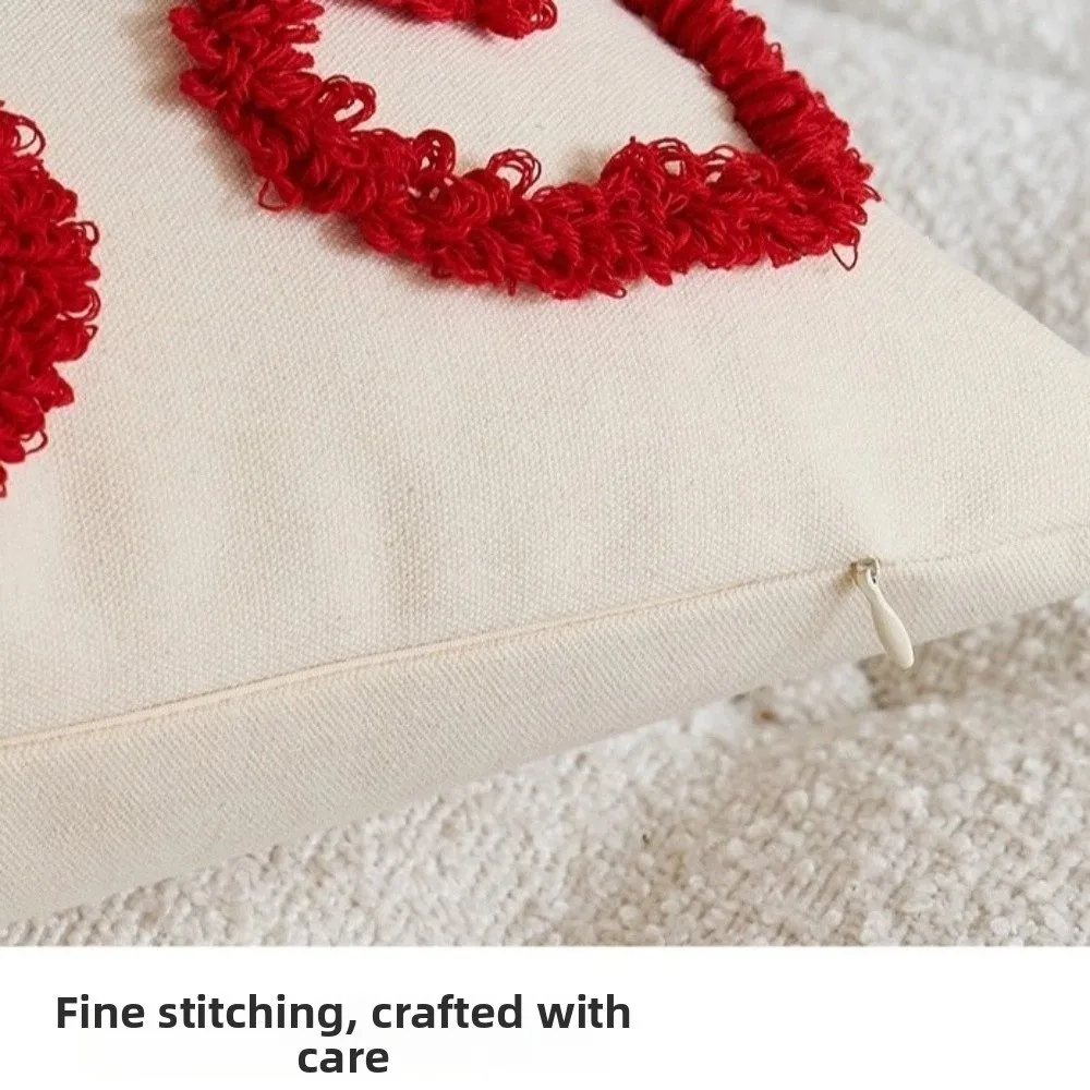 Romantic Valentine Heart Pattern Pillowcase Velvet Hidden Zipper Throw Pillow Cover Minimalist Brightly Colored