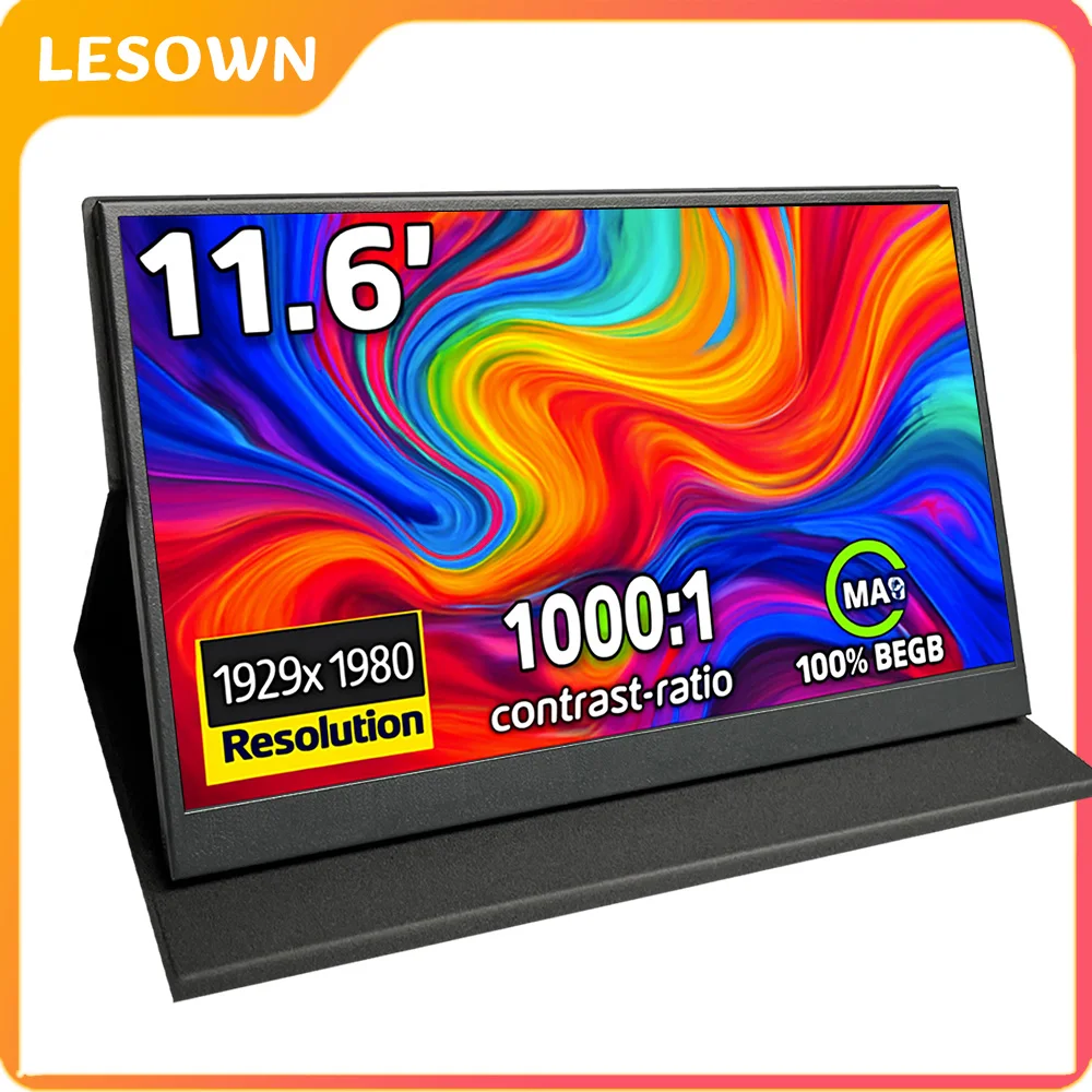

LESOWN 11.6" 1080p IPS Portable Monitor USB-C Extra Display Lightweight Touchscreen for Laptop PS4 and Gaming Driver-Free Setup