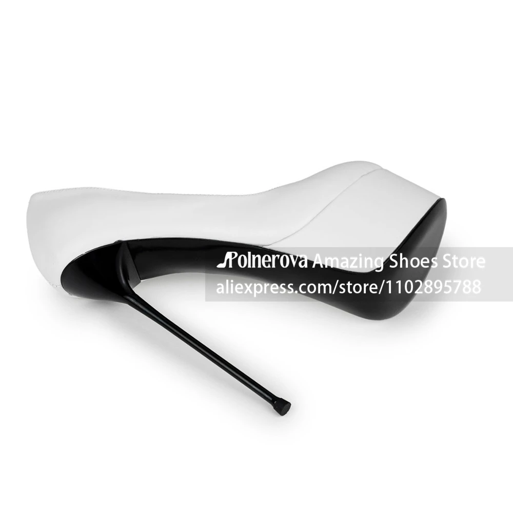 Round Toe Platform Stiletto Pumps Metallic Stiletto Heel Women Shoes Matte PU Leather Super High Heels Closed Toe Women Pumps