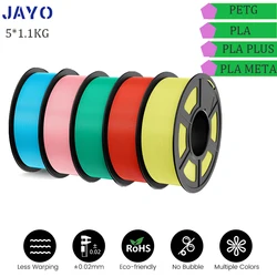 JAYO 3D Printer Filament PETG PLA PLA Meta PLA PLUS 1.75mm 5Rolls 3D Printing Materials for 100% No Bubble &FDM 3D Pen DIY Gift