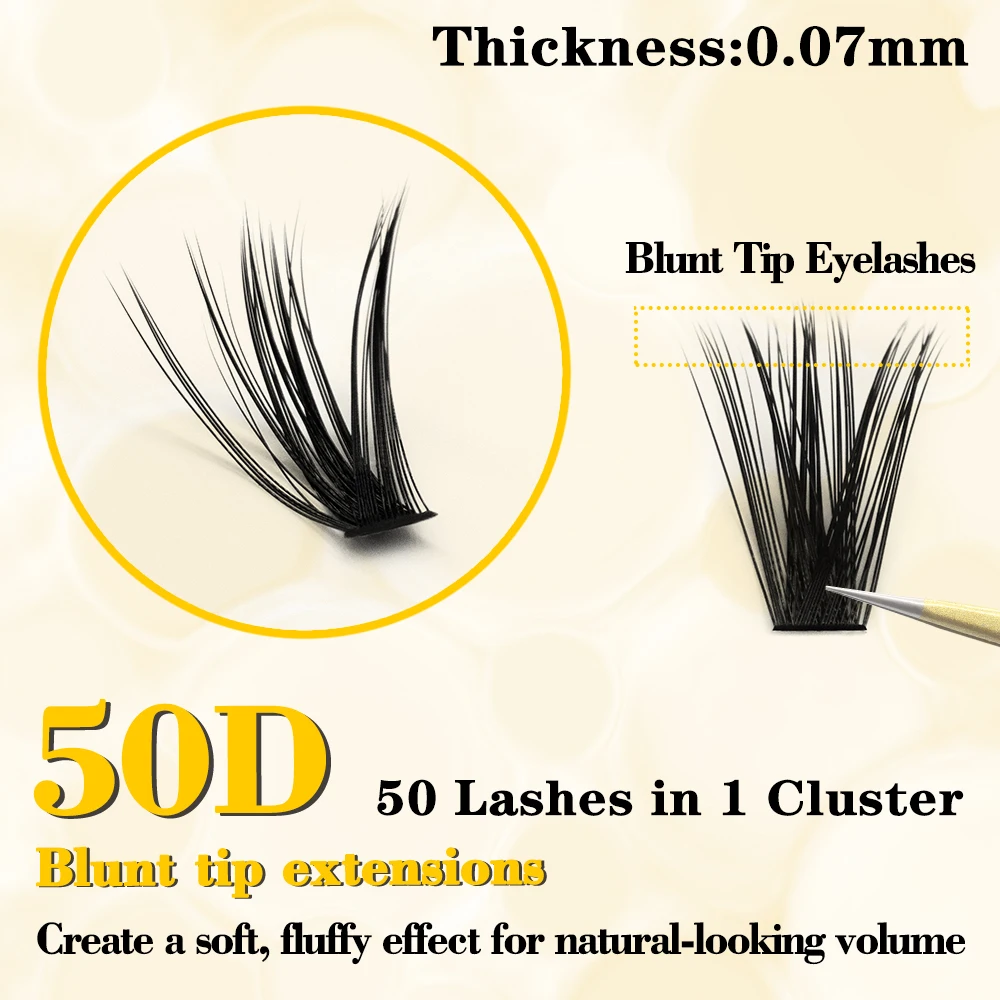 Kimcci 50D Blunt Tip Lashes 3D Natural Faux Makeup Eyelashes Fluffy, Voluminous & Naturally Gorgeous!  Perfect for Everyday Glam