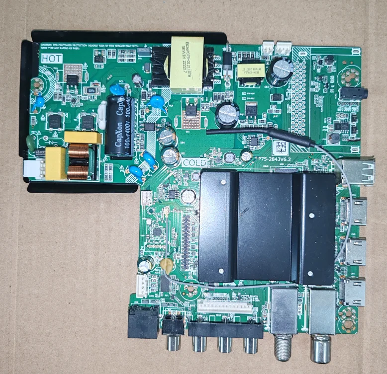 

P75-2843V6.2 WiFi network TV motherboard tested, physical photos taken for 30--90V 500MA 45w