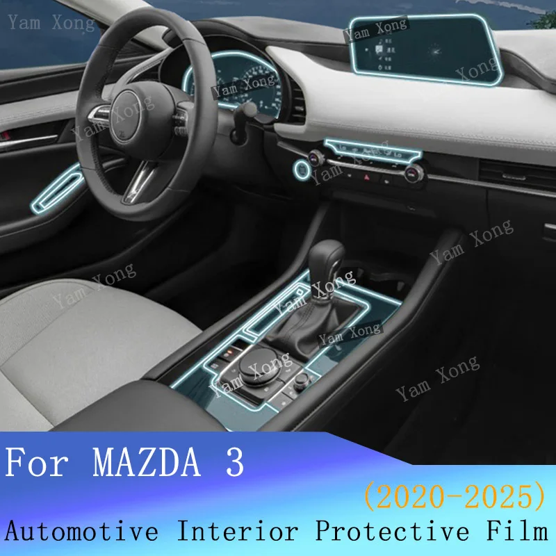 Auto Full set interior Film For MAZDA 3 Manual Automatic Gear Panel Transparent Film Navigation screen Protection B Pillar Films