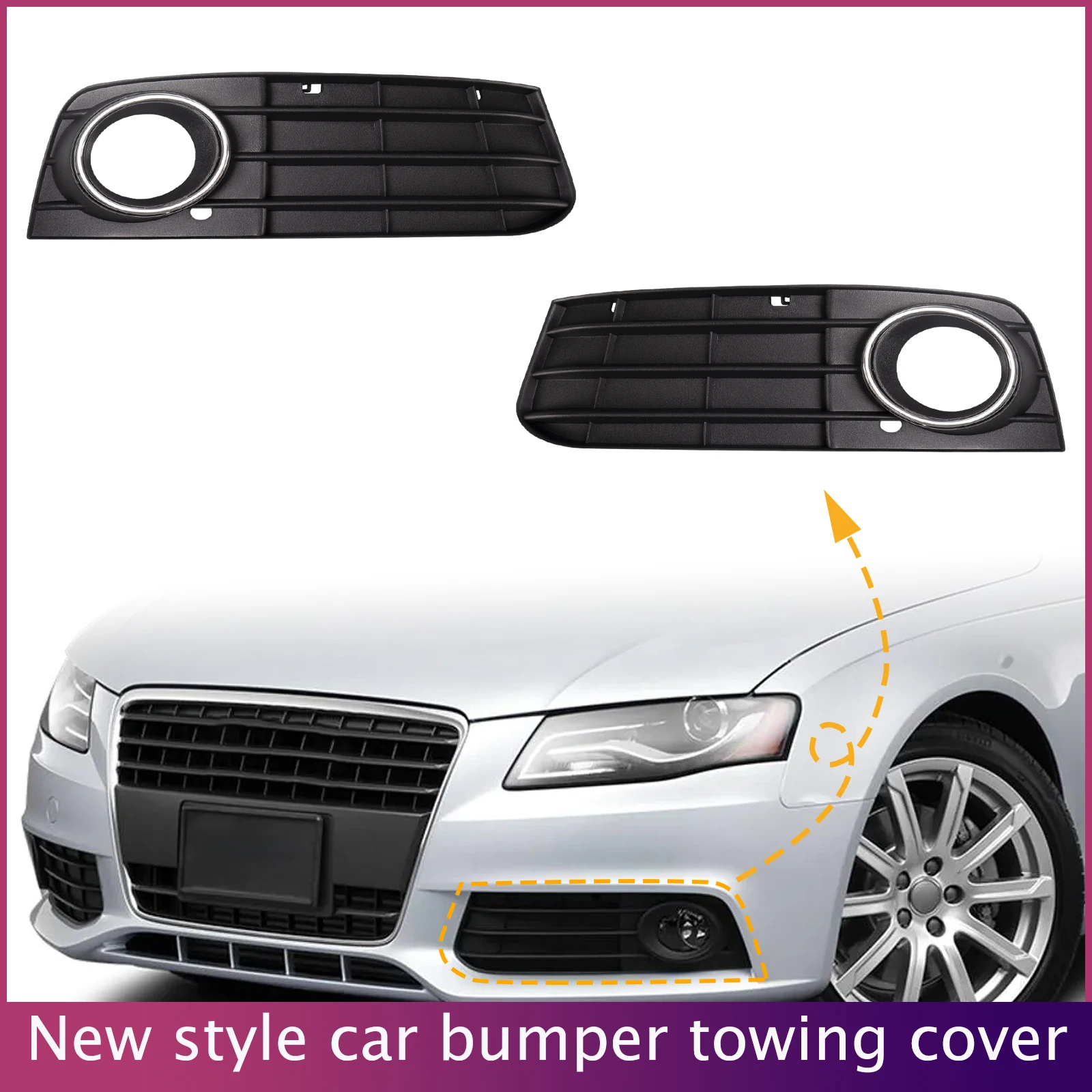

Fog Light Frame Lamp Trim Grill Cover Under Front Bumper For Audi A4 B8 A4L 2009-2012 8KD807681 8KD807682 Car Accessories