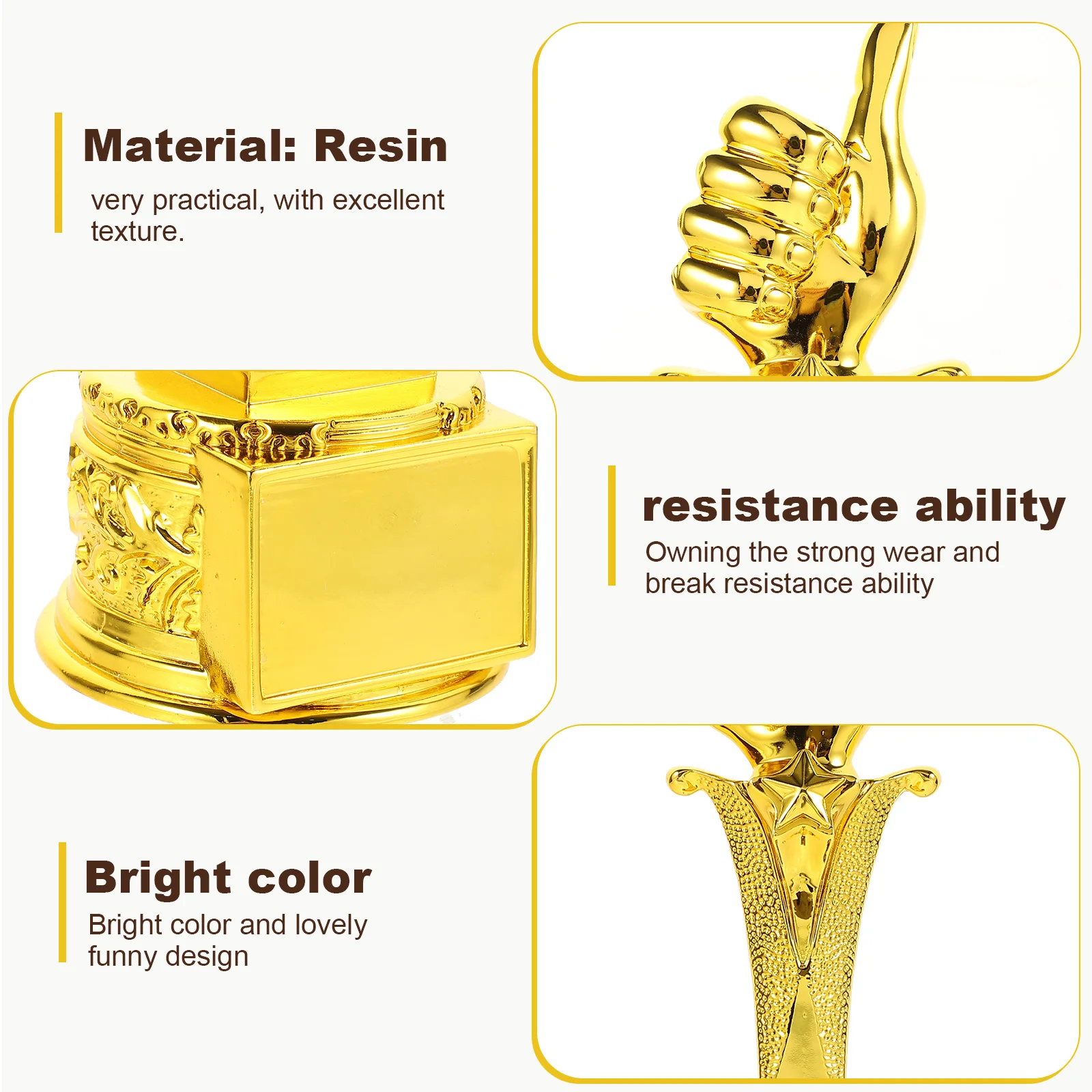 

Trophy Props Resin Thumb Office Desk Decor Ornaments Funny Accessories for Work Decorations Trophies Competition Winner