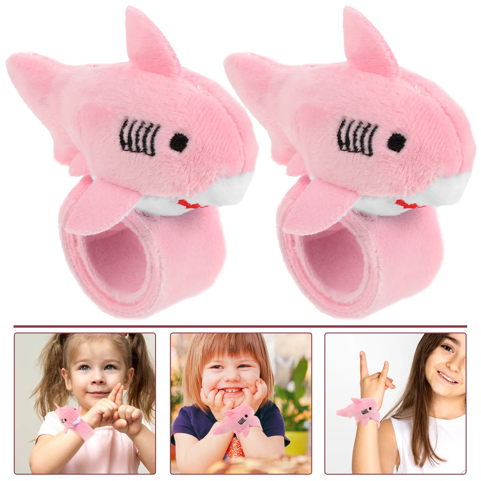 

2 Pcs Plush Ring Baby Stuffed Animals Kids Bracelets Bulk for Toys Wrist Slap Party Favors Pp Cotton Bands Child Tots