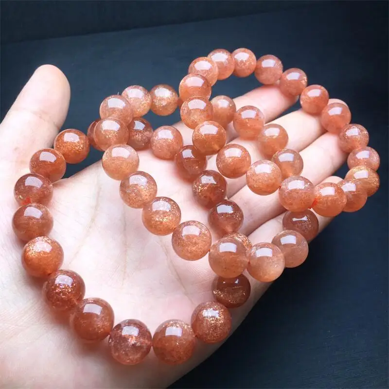 11MM Natural Golden Sunstone Bracelet Quartz Crystal Yoga Reiki Healing Stretch Bangles Female 1PCS