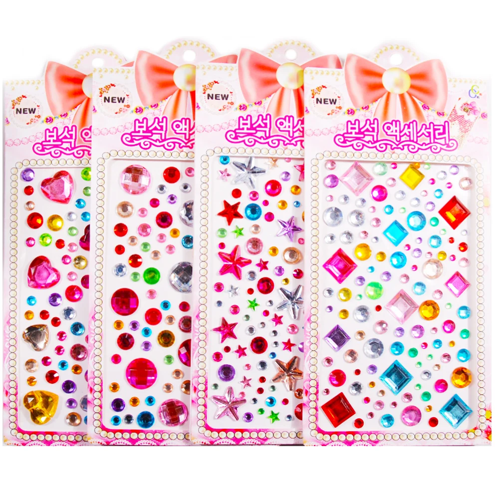 Children\'s Decals Star Heart Rhinestone Colorful Crystal Stickers Self Adhesive Acrylic Rhinestone for Phone Decal Styling