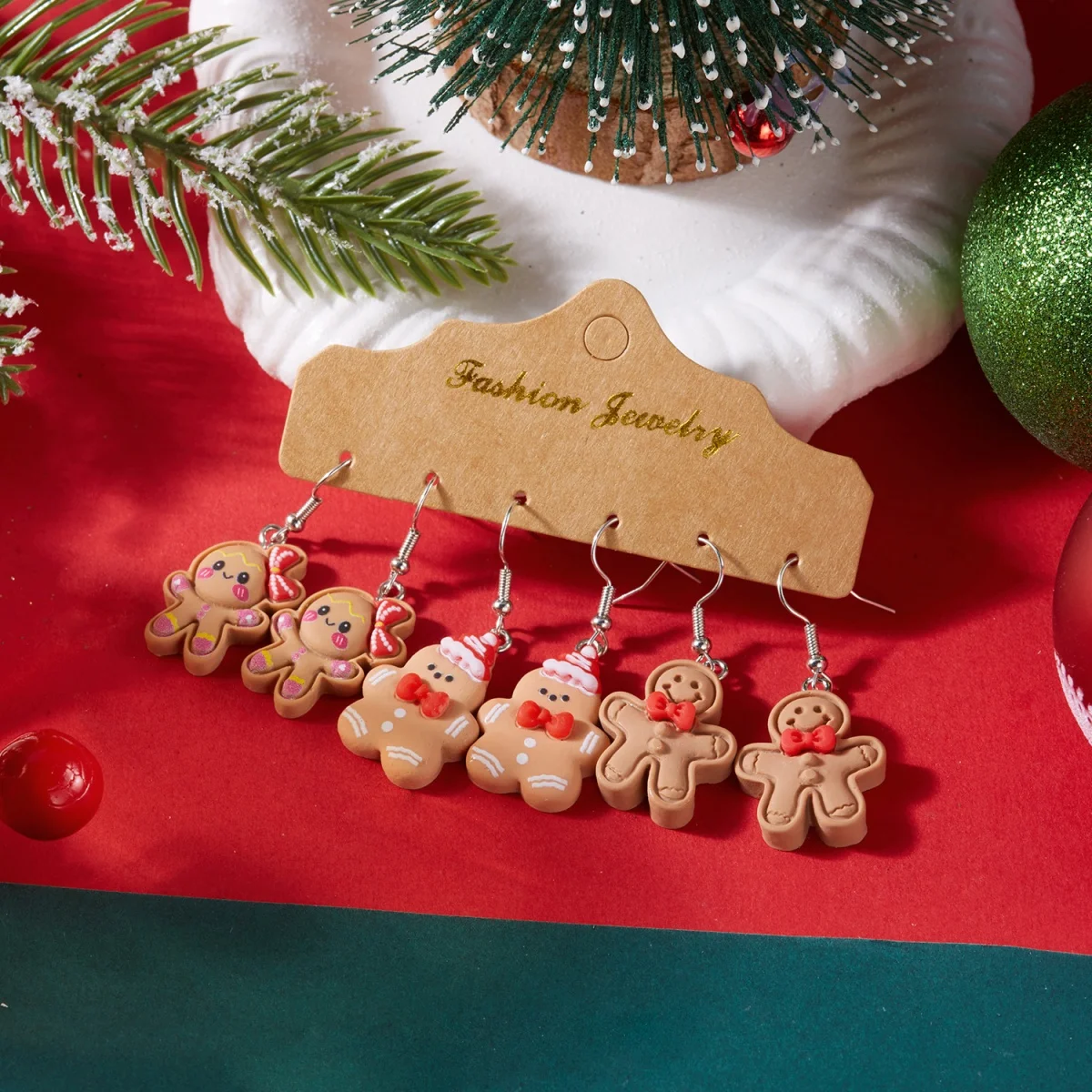 Weihnachten Ohrringe Set Tragen Bowknot Weihnachten Hut Harz Lebkuchen Tropfen Ohrring Urlaub Schmuck Neue Jahr Party Geschenk Für Frauen Männer