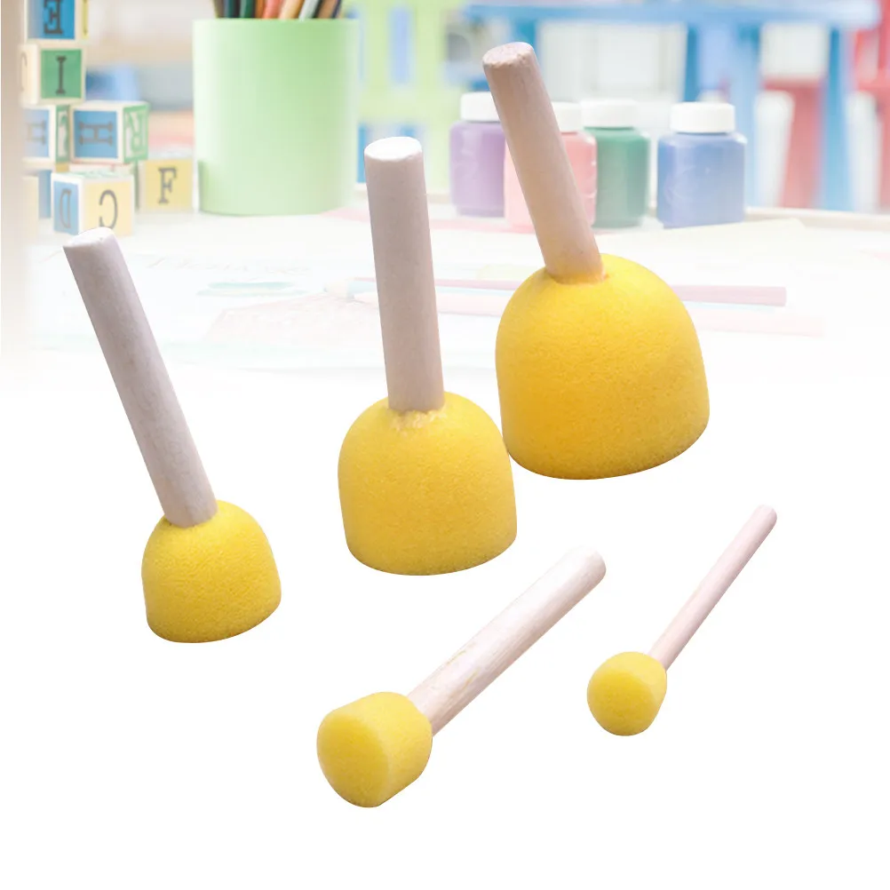 5Pcs Childrens Sponge Stippling Brush Set Painting Tools for DIY Crafts Graffiti Art Circle Dot Design Birthday Graduation Gift