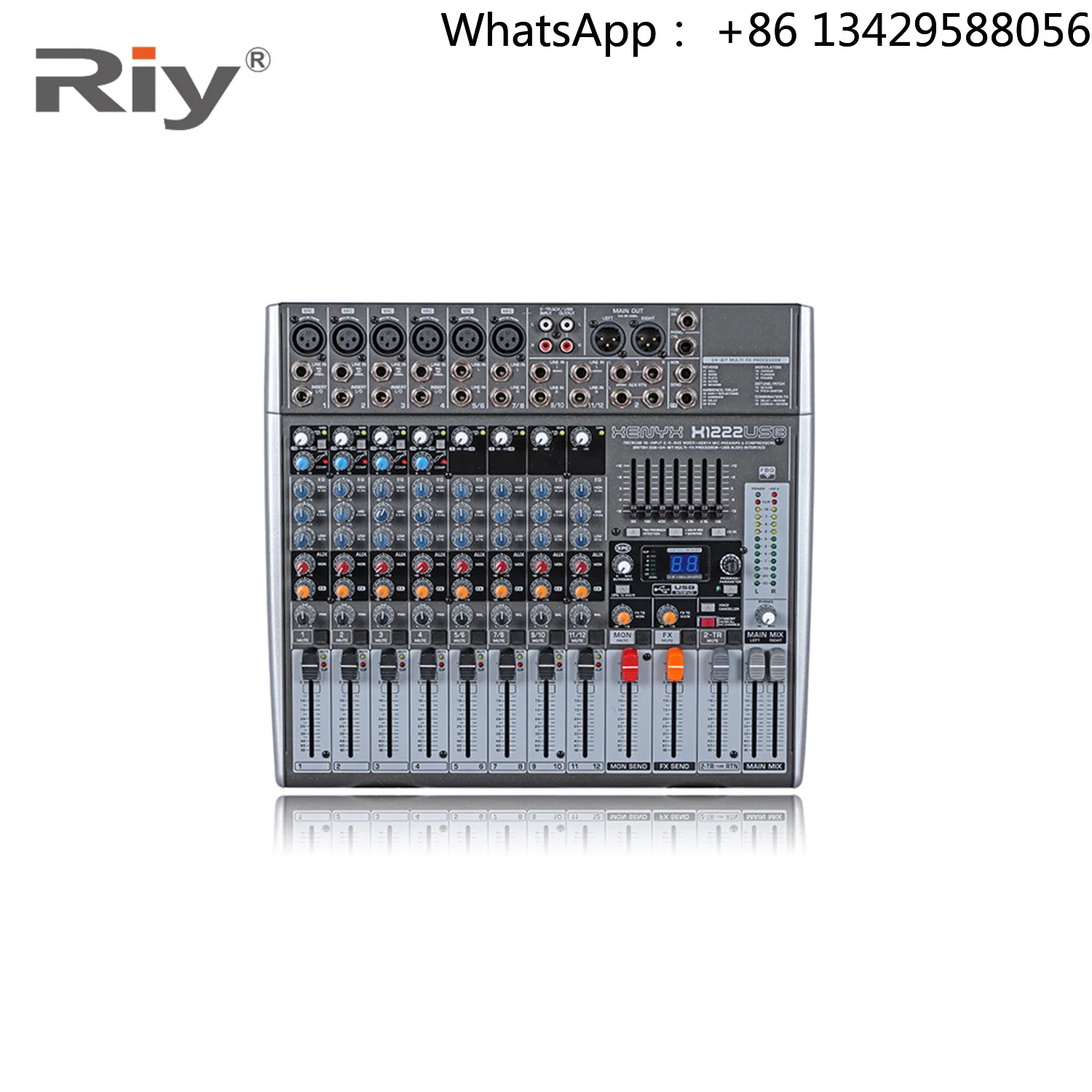 X1222USB 12 Channels 6 Mono 3 Stereo Powered Mixer with 99 DSP Effects, USB Interface,48V Phantom Power for PA System&Karaoke